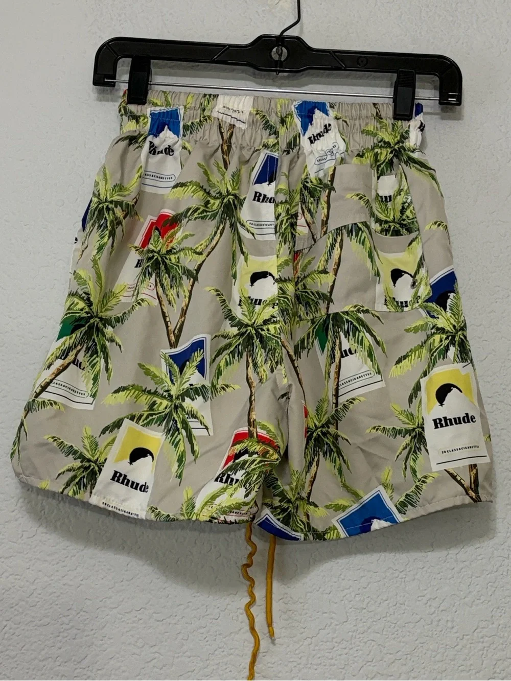 Rhude Cigarette Box Allover Print Swim Trunk Shorts